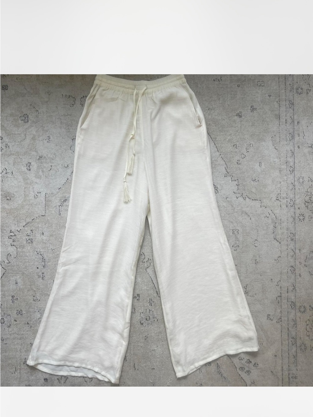 Monday Swimwear Tahiti Ivory White linen wide leg beach pants